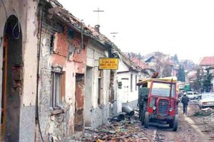 Guerre 1991 en Croatie, rue de Vukovar. Wikipedia Peter Denton