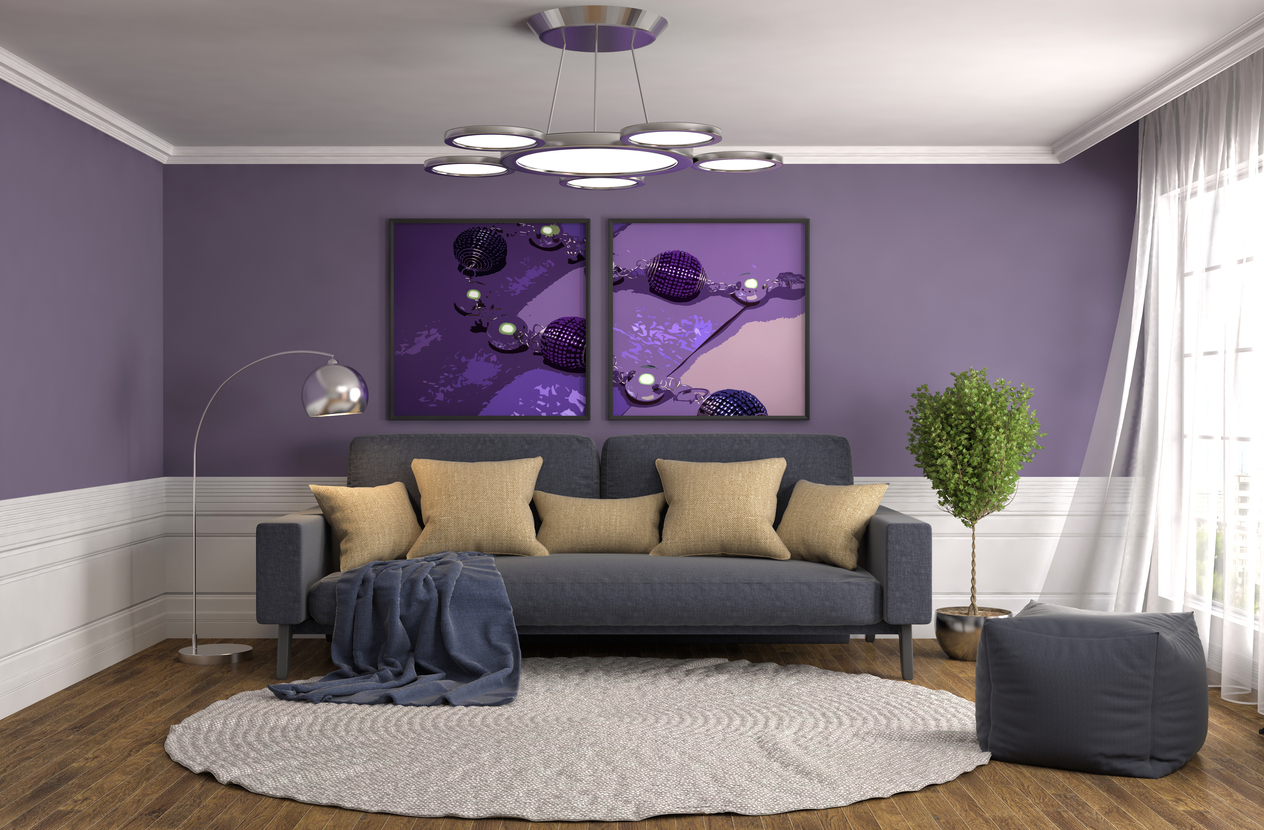 salon mauve violet gris beige ISTOCK decoration - Blogue ...