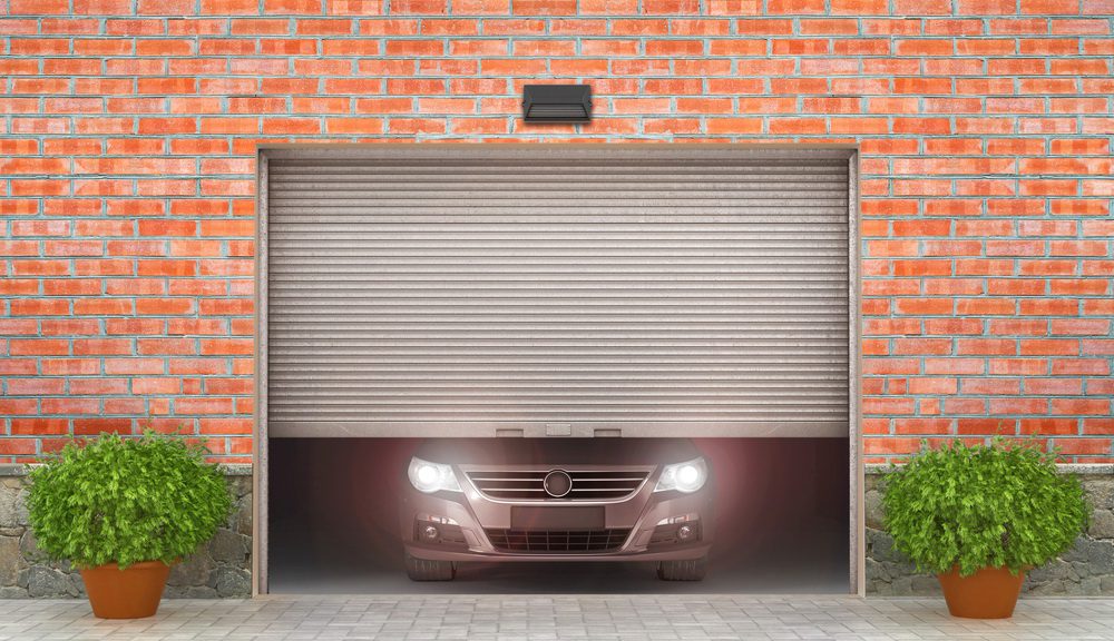 Garage concept. Garage doors are opened