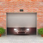 Garage concept. Garage doors are opened