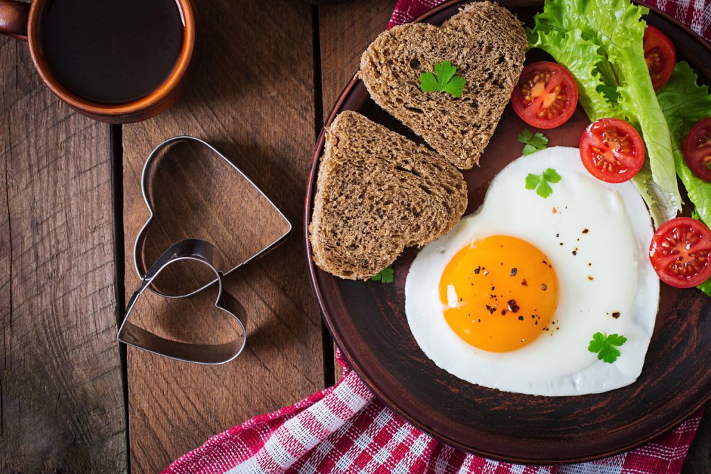 Breakfast on Valentine's Day - fried eggs