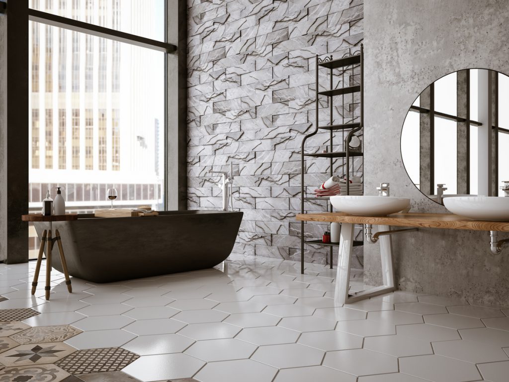 Bathtub in the modern interior