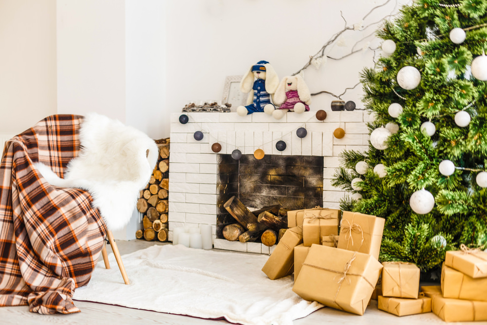 Interior of beautiful room with Christmas decorations